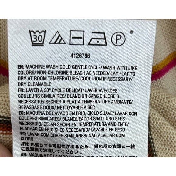 VOLCOM - Beige Multi Stripe Long Sleeve Loose Fit Cropped Viscose Sweater sz 10 - Picture 5 of 7